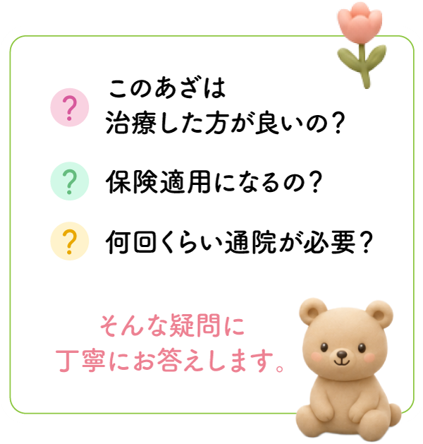 あざ治療の相談内容をまとめたイラスト